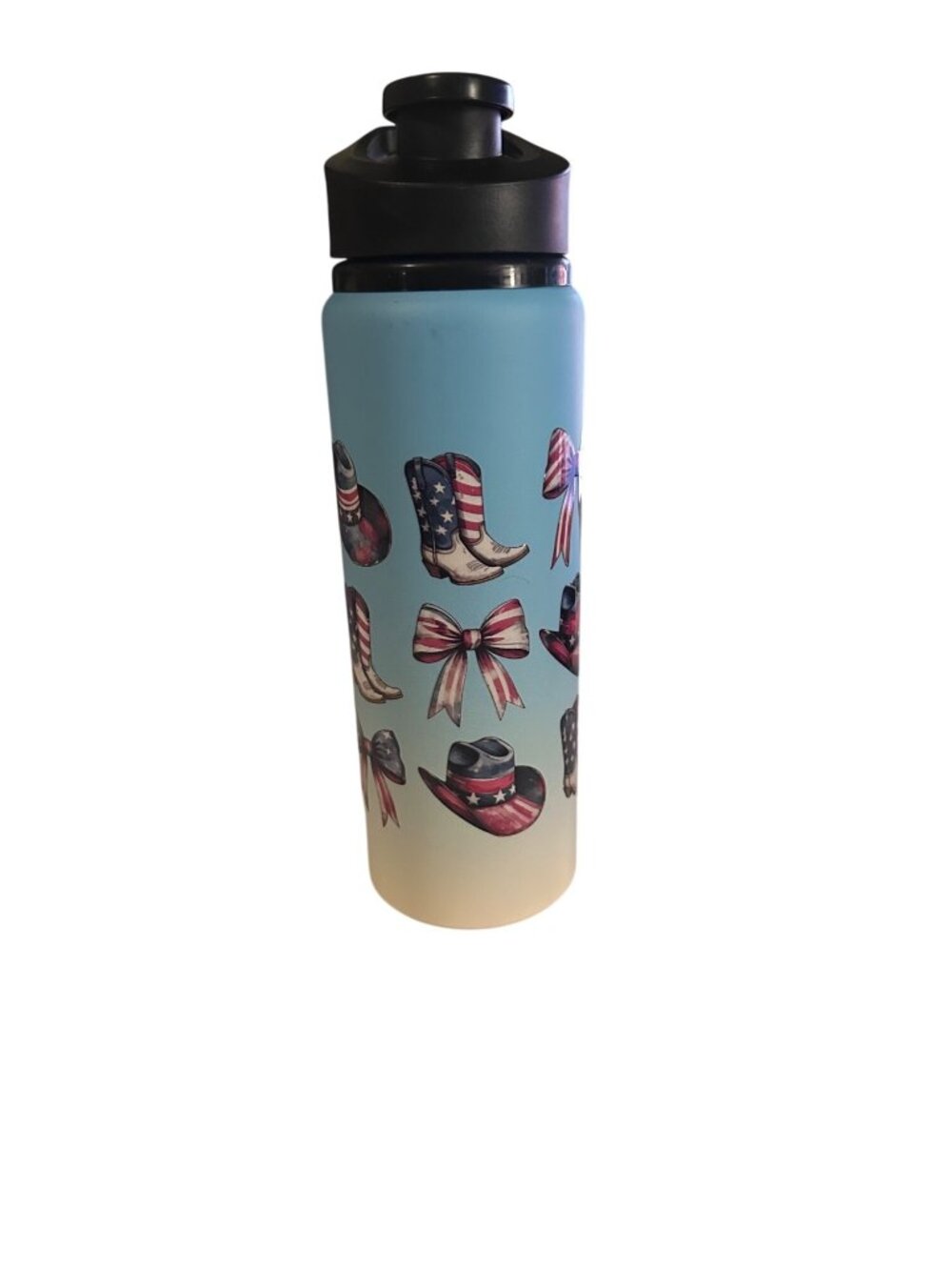 American U.S.A. 24 oz blue and white ombre aluminum water bottle utdtf